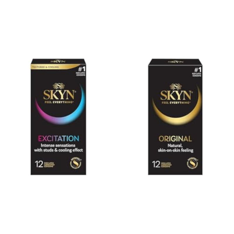 Excitation 12 Count Lubricated Studded Condoms And 12 Count Non-Latex Lubricated Condoms