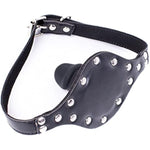 Black Rivet Mouth Plug Silica Gel Dildo With Adjustable Leather Strap For Couple Mouth Gag Sex Restraint Set (Length: 6Cm, Silver)