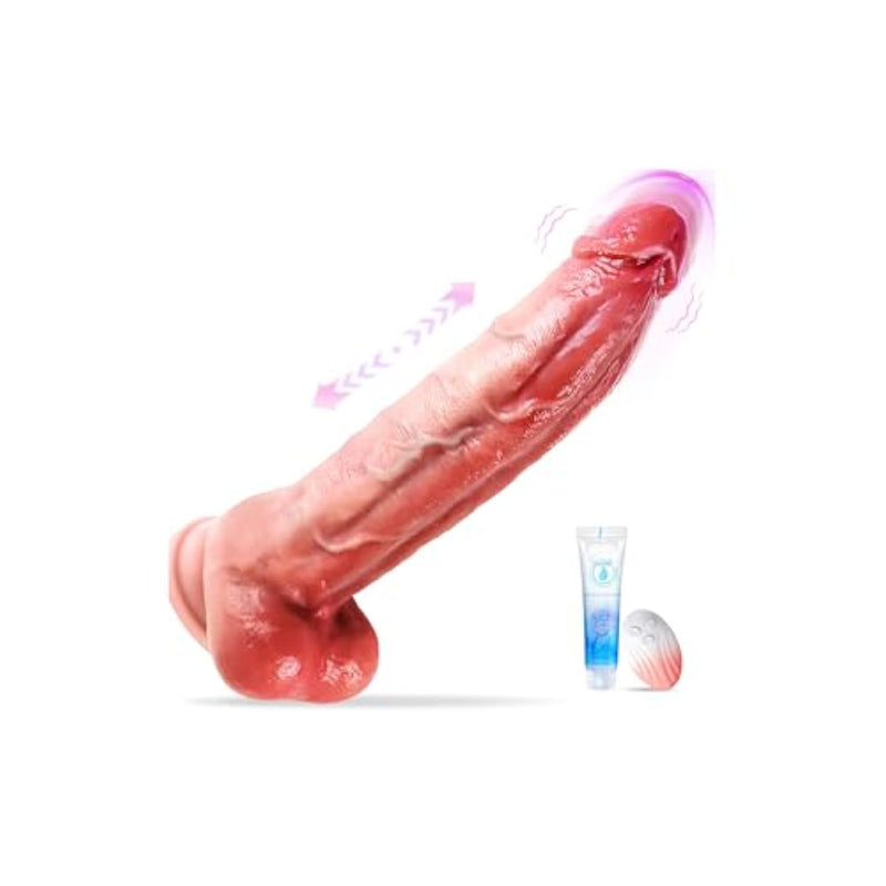 10.24 Inch Fast Thrusting Dildo, Realistic Vibrator Sex Toys Feels Real Skin Penis With Heating & 9 Vibrating & Fast Thrusting Modes, Lifelike Long Dildos For Vagina Anal Pleasure