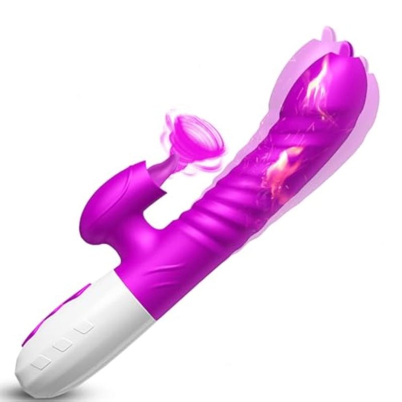 Thrusting Vibrator G Spot Couple Vibrators Rabbit Vibrator Adult Sex Toys For Women Dual Stimulation Sex Toys With 10 Vibration Mode Intelligent Heating Pleasure Tools For Female Couples Games