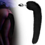 Fox Tail Butt Plug, Metal Anal Plug With Furry Tail, Anal Trainer & Stimulator For Couples, Cosplay, Party Nights Black (L)