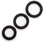 Get Hard Triple Cock Ring Set - Extra Thick Silicone - 3 Sizes - Cock And Ball Rings For Men - Waterproof Pleasure Enhancer - Gifts For Men - Black