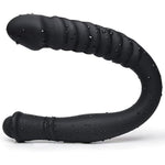 Double Ended Dildo 16.53 Inch Dong Ribbed Butt Plug With Glans For Anal Vagina Stimulation Double Side Cock Penis Prostate Massager Sex Toy For Lesbian Men Women, Black,