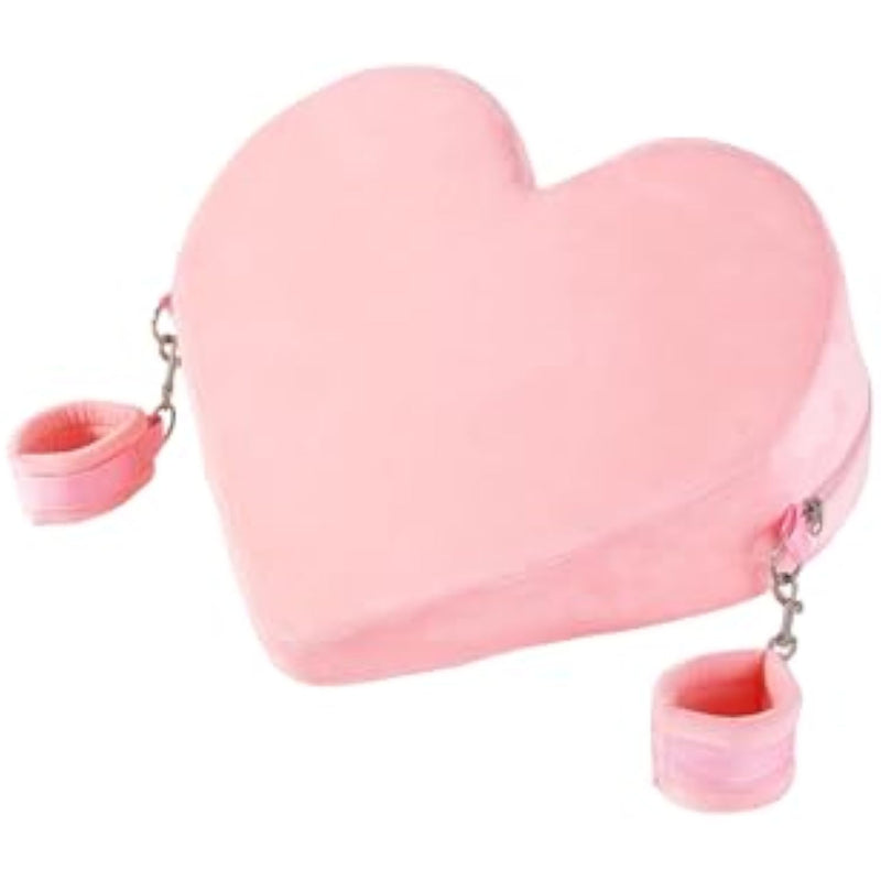 Sex Pillow With Handcuffs Heart Shaped Position Cushion Bdsm Furniture Cushion For Game Adult Couples Sex Toys (Pink)