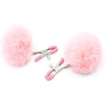 Furry Feather Nipple Clamps Clips Adjustable Rabbit Tail Toy Unisex (Pink)