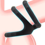 Triple Penis Ring For Men - Black Silicone Cock Ring For Harder Longer Stronger Erections - Erection Enhancing Sex Toy (M: 1.22-1.41 Inch)