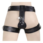 Adjustable Leather Chastity Belt With Lockers Chastity Knickers Sm Bondage Kit Strap-On Belt Female Chastity Sex Play Slave Punish Adult Sex Toys Flirt Fetish Sm Game Bedroom (Small)