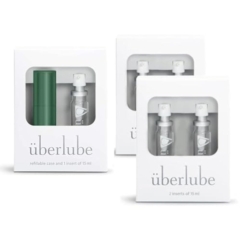 Green Velvet Chaise Travel + 4 Refills Bundle - Green Velvet Chaise Travel Lube Kit + 4 Refills, Unscented, Flavorless, Works Underwater - 75Ml Total