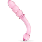 Glass Dildo, Crystal Bent Pleasure Wand Double Ended Butt Plug Anal Beads For Unisex G-Spot Stimulation