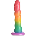 Simply Sweet Swirl Rainbow Silicone Dildo For Men Women & Couples. Colorful Swirled Strong Suction Base Dildo. 1 Piece, Rainbow.