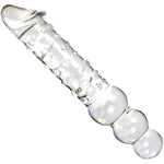 Prostate Massager Glass Pure Wand Anal Toys With Anal Beads,Crystal Penis Double Head Glass Dildo With 3 Big Beads Female Masturbation Pleasure Wand Massage Dildo Anal Plug Sex Toy For Men Women
