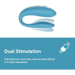 Sync Go Couples Vibrator With Travel Case | Wearable Vibrating Couples Adult Sex Toy | App Controlled G Spot & Clitoris Stimulator | Dual Stimulation With 10 Speeds | Rechargeable | Turquoise