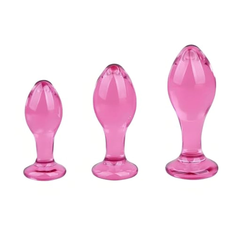 Glass Butt Plug Set, 3 Pcs Crystal Mushroom Anal Plugs Anal Trainer For G-Spot Stimulation Prostate Massage Anal Toys For Anal Training Adult Sex Toys For Men Women Couples