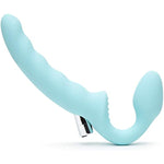 Strapless Strap On Vibrating Dildo - Flexible 7 Inch Dildo For Women - Curved Rippled Shaft For G-Spot Stimulation - Rechargeable Bullet Vibrator - Adult Sex Toy - Waterproof - Aqua