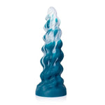 Fantasy Soft Thrusting Dildo - Conical, Layered, Massive & Thick Design For Anal Play, Huge & Fat Dildo With Realistic Feel (L), White And Dark Green