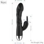 Silicone Rabbit Vibrator For Women Dual Head Vibration 10 Powerful Vibrating Modes Clitoral Stimulator Massager Aaa Battery (Not Included) Powered Waterproof Dildo For Couple Adult Sex Toy (Black)