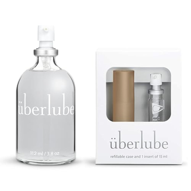 Home And Travel Bundle - Bronze Gold Travel Lube Kit + 112Ml Bottle Silicone Lube, Unscented, Flavorless, Works Underwater - 112Ml + Gold Kit