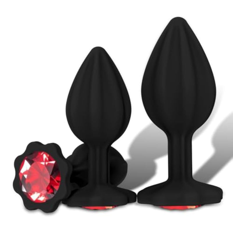 Anal Plugs Adult Sex Toy,3Pcs Jeweley Silicone Butt Plug, Anal Toys Anal Training Kit Adult Sex Toys Games Small Butt Plug, Beginner Anal Toys For Adult Unisex (Red)