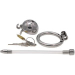 Hollow Metal Chastity Lock Male Masturbation Chastity Device With Silicone Urethral Catheter Chastity Cage Lock Sex Toy