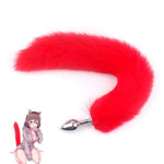 Butt Plug With Fox Tail, Women Stainless Steel Anal Plug With Furry Tail Plug, Anal Toys Buttplug Training, Fox Tail Plug Adult, Sm Sex Toys For Couples Flirt Play Fetish Cosplay (Red)