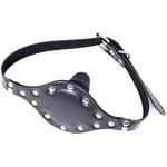 Black Rivet Mouth Plug Silica Gel Dildo With Adjustable Leather Strap For Couple Mouth Gag Sex Restraint Set (Length: 6Cm, Silver)