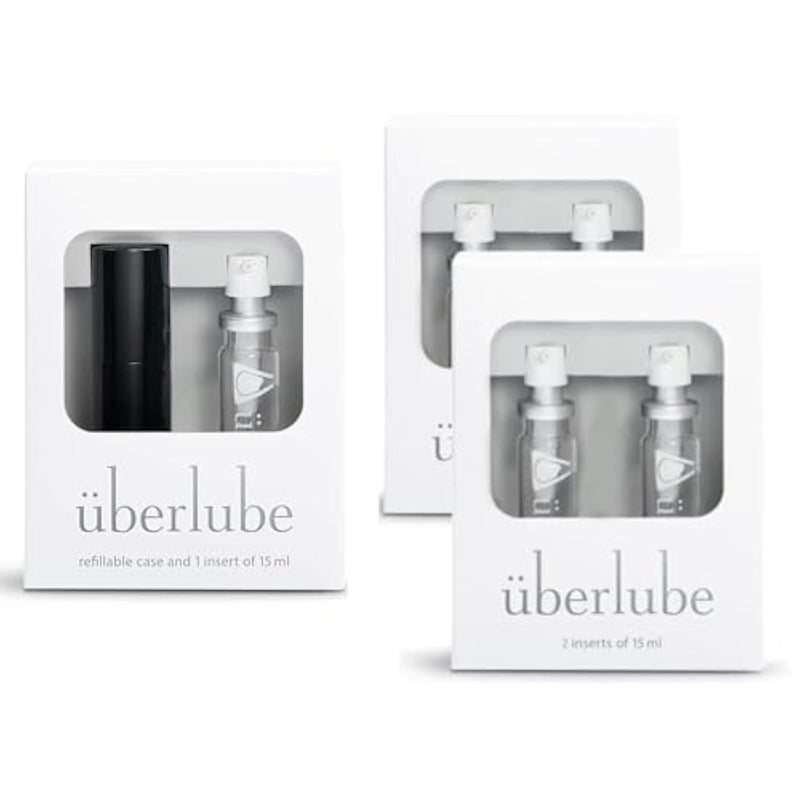 Black Travel + 4 Refills Bundle - Black Travel Lube Kit + 4 Refills, Unscented, Flavorless, Works Underwater - 75Ml Total