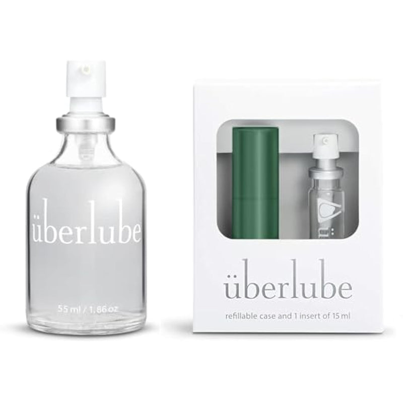 Home And Travel Bundle - Green Velvet Chaise Travel Lube Kit + 55Ml Bottle Silicone Lube, Unscented, Flavorless, Works Underwater - 55Ml + Green Velvet Chaise Kit