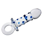 Glass Dildo Anal Butt Plug, Crystal Pleasure Wand Dildo Penis G-Spot Stimulation Personal Massager Anal Sex Toy, Blue Spots, 1.0 Count