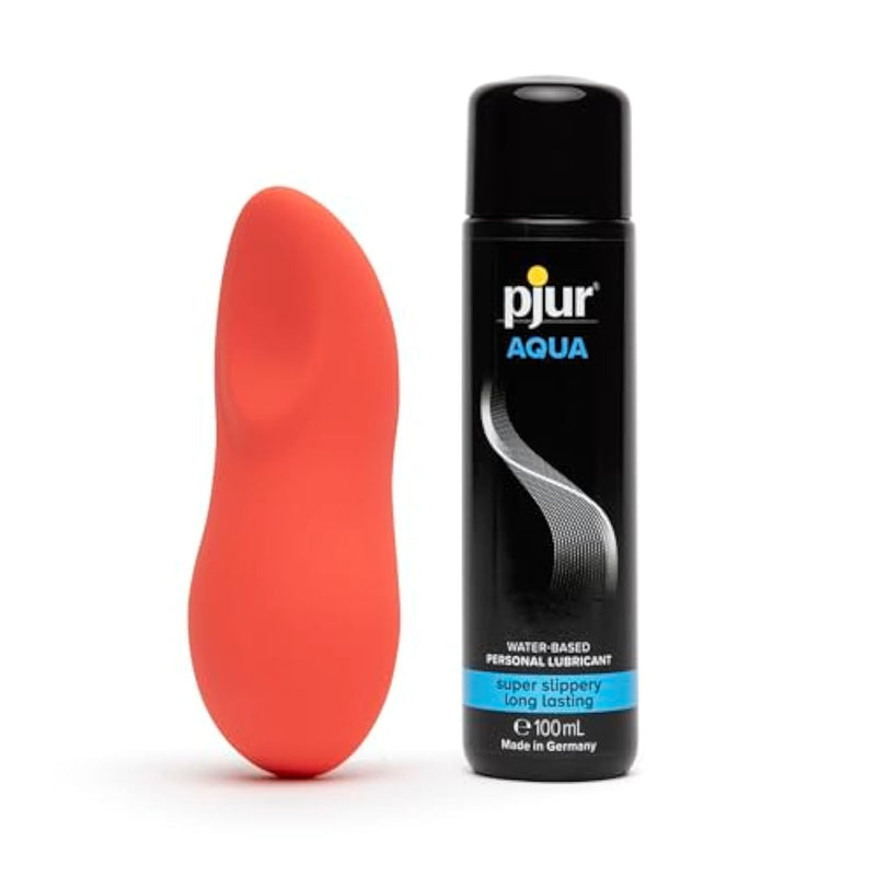Aqua Water-Based Personal Lubricant 3.4 Fl Oz & We-Vibe Touch X Coral Powerful Mini Massager Vibrator - Female Sex Toys Bundle
