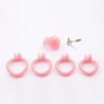 Male Chastity Device Flat Chastity Cage Male Small Lightweight Devices Abs Cock Cage With 4 Base Ring Bondage Restraint Kit For Sex Play (Pink, L)