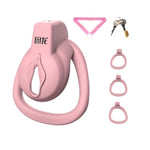 Flat Chastity Cage Male Sex Toys Cock Cage With Belt And 3 Different Rings Sissy Chastity Device With Invisible Lock For Male Bondage Breathable Lightweight Resin Penis Cage (A,Pink)