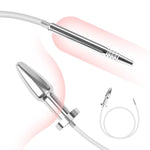 Transparent Hollow Metal Anal Butt Plug with Threaded Urethral and Penis Plug for Male Masturbation