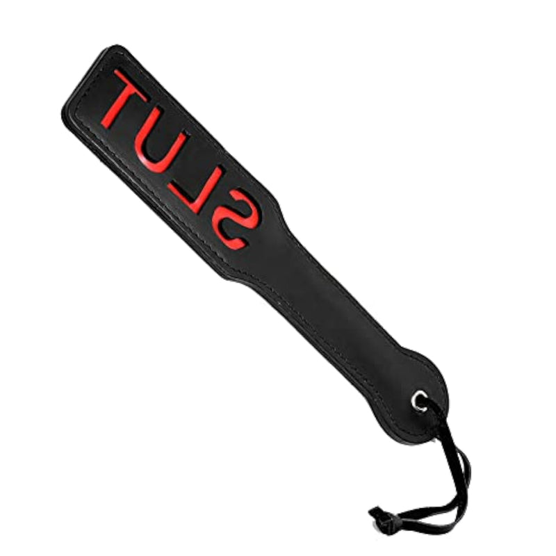 Slut Spanking Paddle Pu Leather Whip Flogger Spank Bdsm Bondage Sex Toy, Black