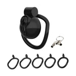 Sissy Chastity Cage Male Cock Cage With 5 Different Curved Rings Sex Toys Abs Chastity Device With Push-Lock And Belt For Man Penis Bondage Lightweight Resin Penis Cage (A,Black)