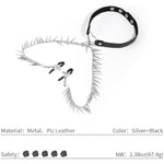 Neck Choker Collar With Nipple Clamps Chain Adjustable Non-Piercing Metal Clamps Necklaces Accessories For Women (Np+Silver Rivet)