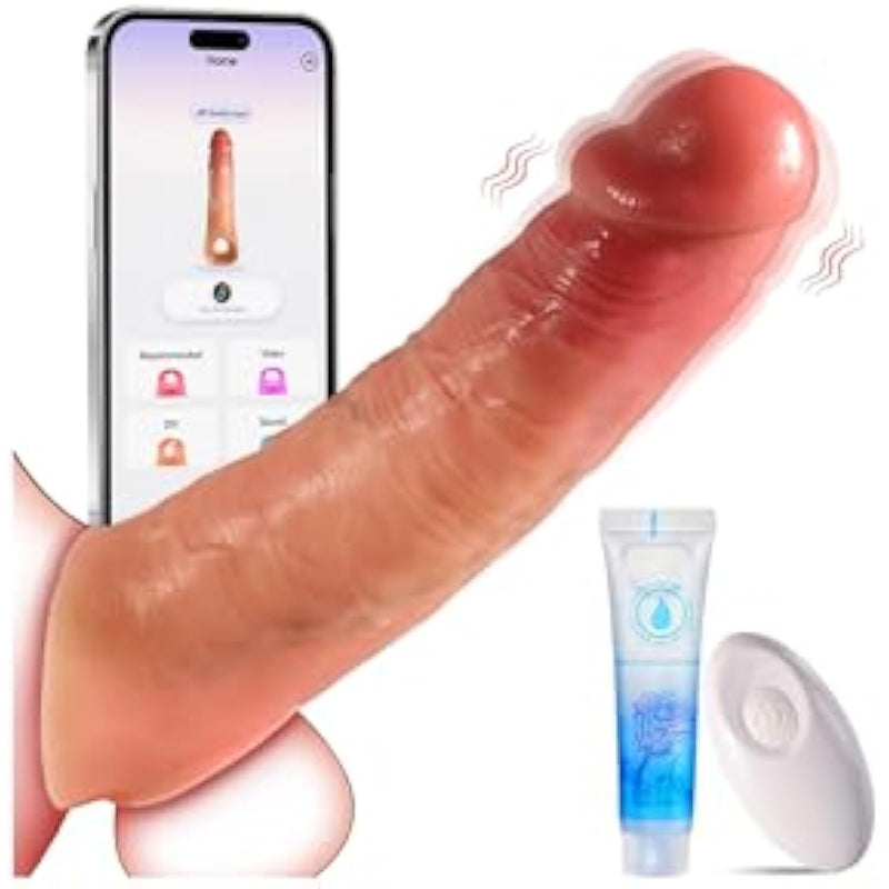 Penis Sleeve Sex Toys Vibrator - Male Sex Toys For Men Penis Extender Dildo Vibrating Cock Ring Sleeve, App Remote Control Penis Enlarger Reusable Penis Cuff Thickened Testicle Ring Male Adult Toys