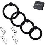 Penis Rings Set With 4 Different Sizes Cock Rings For Erection Enhancing, Long Lasting Stronger Adult Sex Toy, Soft Stretchy Silicone Cock Ring For Men Couple Sexual Pleasure Enhancing, Black