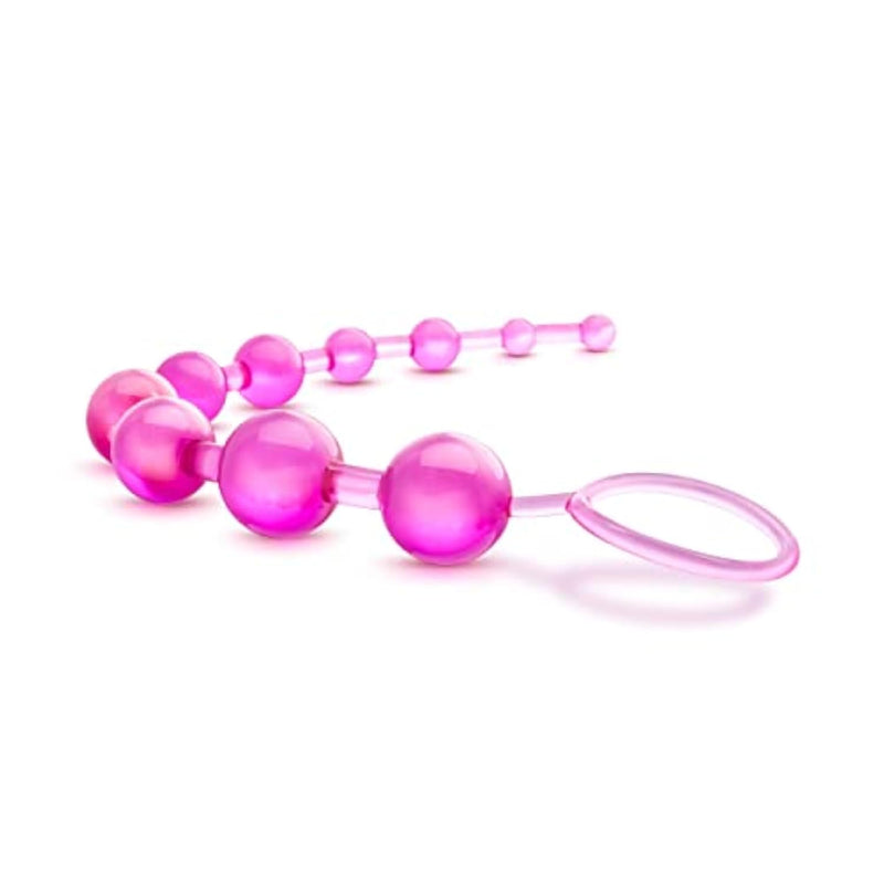 Eden Adult Sex Toys Basic Beads - 12 Inch Non Porous Body Safe Anal Bead - Smooth & Seamless - Graduated Beads Up To 1" Maximum Width - Beginners Play Anal Trainer Toy For Women Couples - Clear Pink