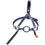 Y-Shape Leather Restraint Head Harness With O-Ring Metal Gag Bdsm Mouth Gag For Couples Sex Plays