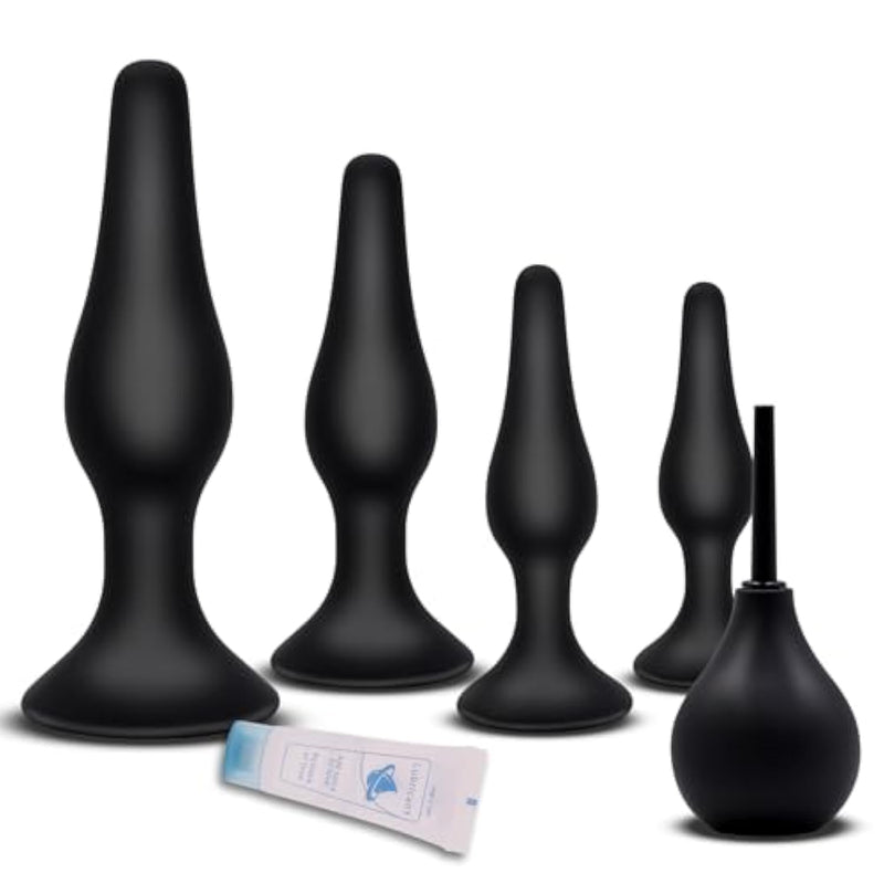 Silicone Anal Plug Sex Toys- 5Pcs Anal Training Kit With Enema, Prostate Massager, Anal Training Kit Adult Sex Toys Games Butt Plug,Personal Sex Toy For Adult Women,Men And Couples