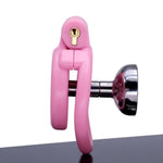 Inverted Chastity Cage With Catheter And Urinal Tray Male Chastity Device Cock Cage With 4 Different Rings Sex Toys Flat Penis Cage With Lock For Man Bondage Breathable Lightweight (D,Pink)
