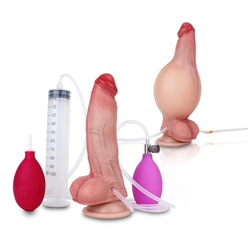 7.09 In Realistic Inflatable Squirting Dildo Ejaculating Dildo Silicone Dildo Adult Sex Toy Anal Butt Plug With Suction Cup Lifelike Female Dildo Suitable For Wemen Couple