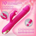 Thrusting Rabbit Vibrator with 10 Modes & Clitoral Stimulator for Women & Couples