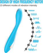 Rechargeable G-Spot & Clitoral Vibrator – 10 Modes, Waterproof Massager (Blue)