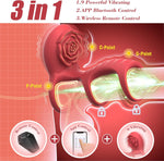 Vibrating Cock Ring with Rose Clitoral & G-Spot Stimulator, 9 Vibration Modes