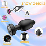 3PCS Vibrating Metal Anal Plugs with Remote Control, 10 Vibration Modes for Men & Women