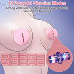 Nipple Vibrator & Clamps, 10 Vibration Modes, Silicone BDSM Toy for Couples