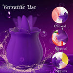 Rose Clitoral Stimulator with Licking Tongue & 10 Vibration Modes, Waterproof Toy