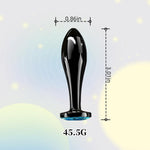 Small Stainless Steel Anal Plug, Jewel Butt Plug for Beginners, Unisex (Blue)
