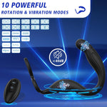 360° Rotating Prostate Massager with 10 Vibration Modes & Remote Control Cock Ring
